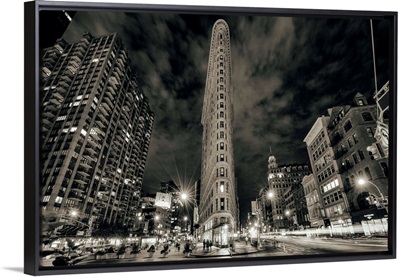 The Flatiron building in Manhattan, New York City after dark