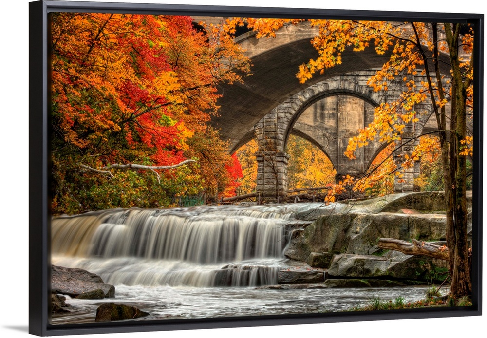 Berea Falls, Ohio, during peak fall colors. This cascading waterfall looks it's best with peak autumn colors in the trees....