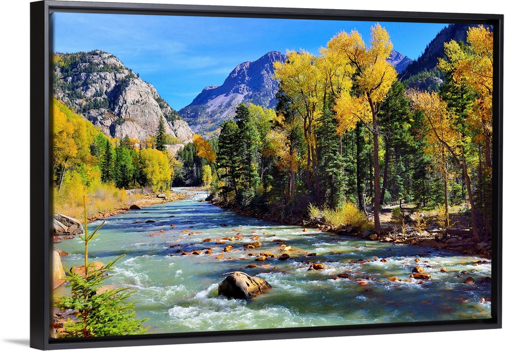 mountain river and colorful mountains of Colorado.