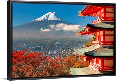 Mt. Fuji viewed from behind Chureito Pagoda