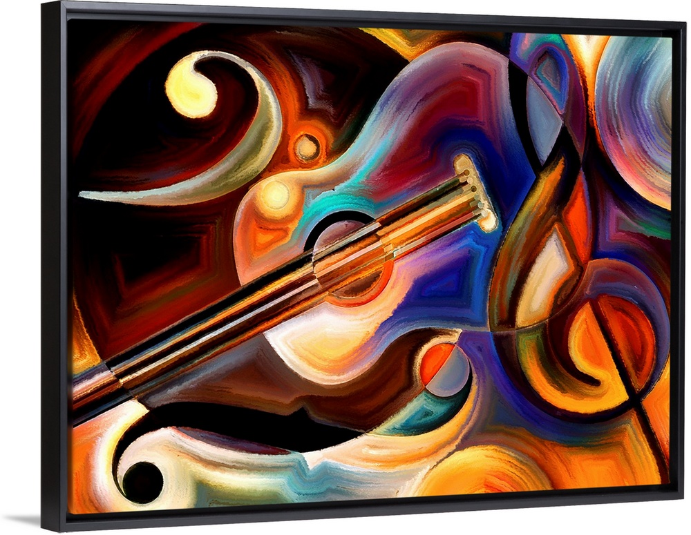 Abstract painting on the subject of music and rhythm.