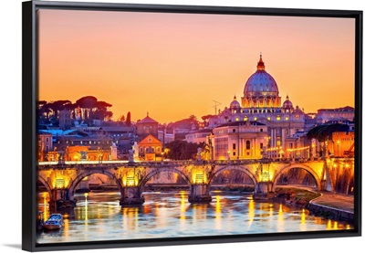 Night view of St. Peter's Cathedral in Rome, Italy