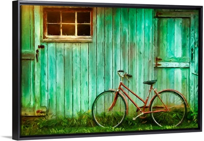 Old Bicycle Against a Barn