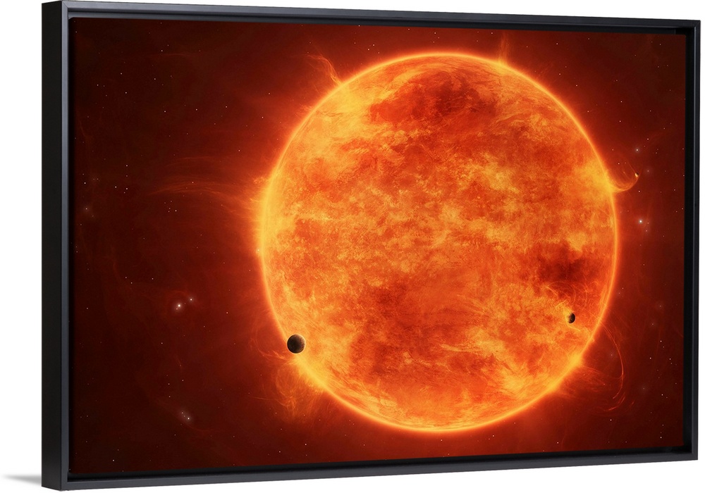 A massive red dwarf consuming planets within it's range.