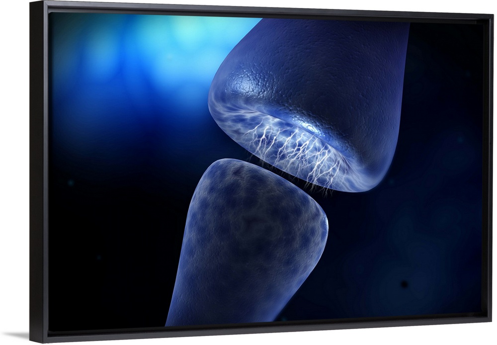 Conceptual image of synapse of neuron inside brain.