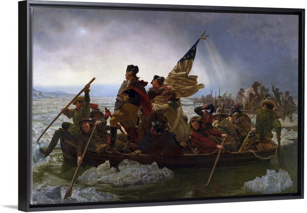 Painting of George Washington crossing the Delaware.