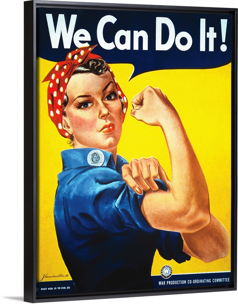 Rosie The Riveter vintage war poster from World War II.