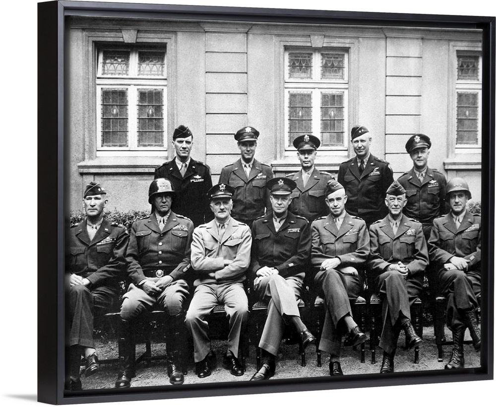 Digitally restored vintage World War II photo of the senior American military commanders of the European Theater. Featured...