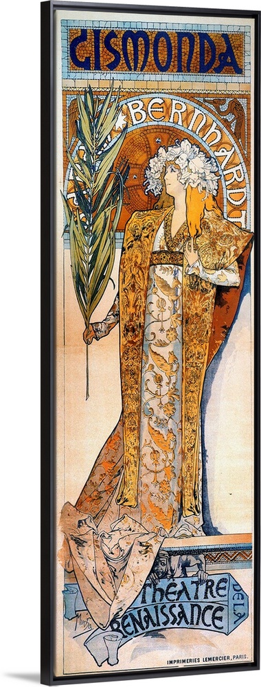 Lithograph poster by Alphonse Mucha for 'Gismonda,' directed by and starring Sarah Bernhardt at the Th??tre de la Renaissa...