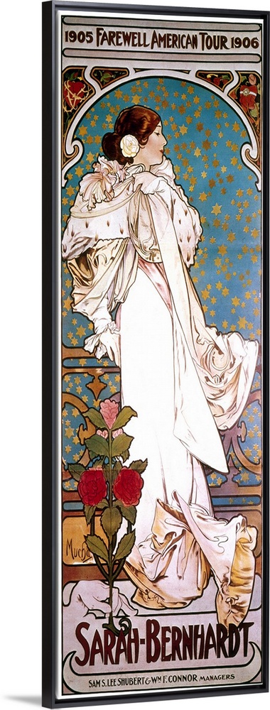 Bernhardt in the title role from 'La Dame aux camelias' on a poster by Alphonse Mucha for her 1905-06 farewell American tour.