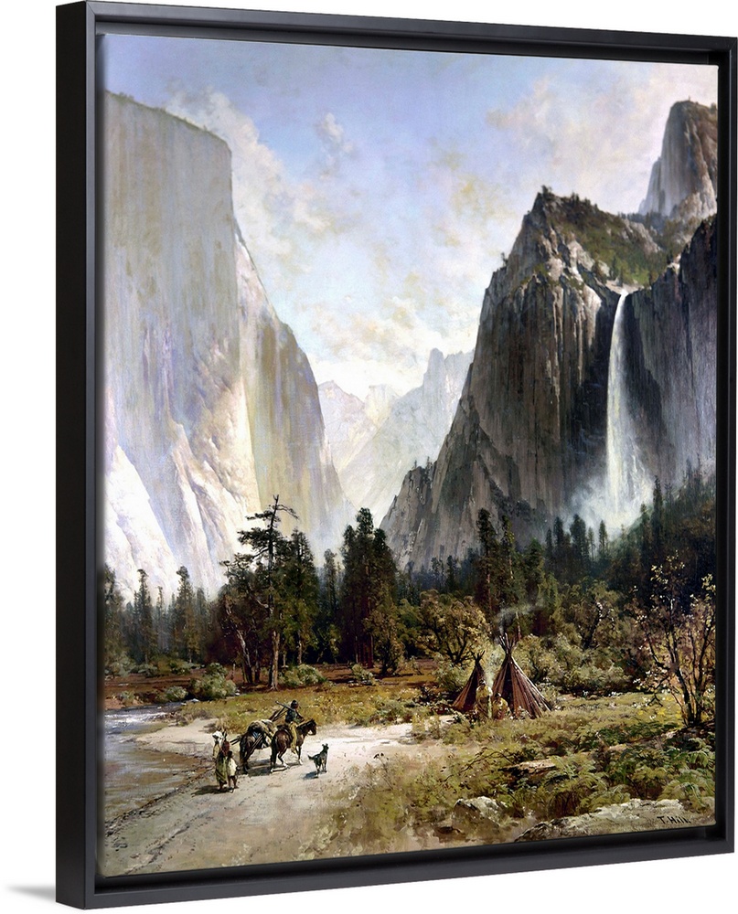 Yosemite Valley, C1860. A Native American Hunter Returning To His Tepee At Yosemite Valley. Oil On Canvas By Thomas Hill, ...