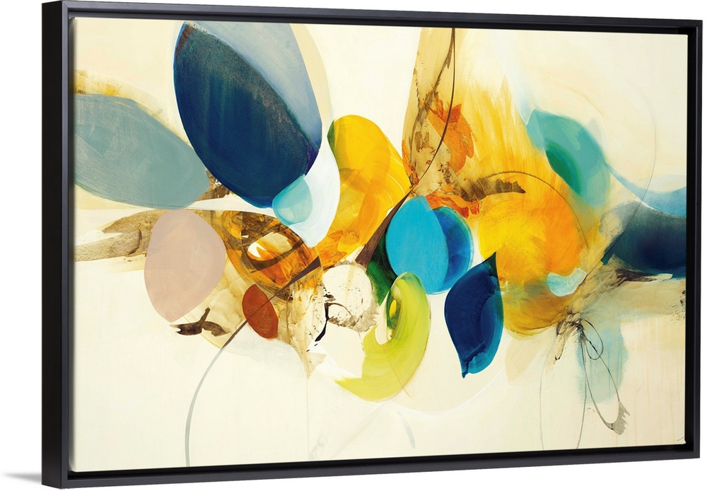 Contemporary abstract painting using vibrant bold colors.