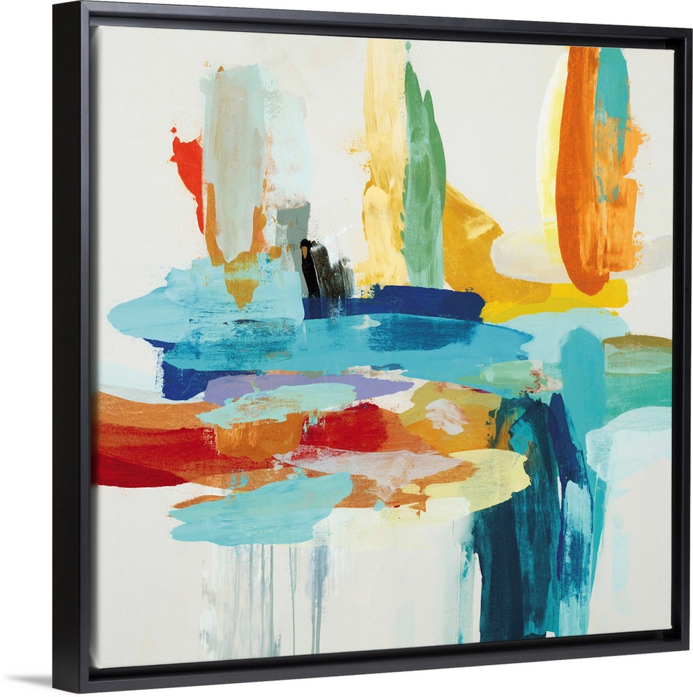 Contemporary abstract painting using vibrant bold colors.