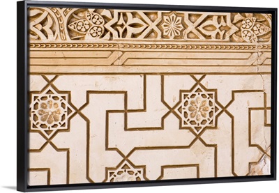 Geometric pattern on a wall of Alhambra palace, Granada, Spain