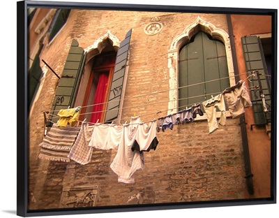 Italian building with hanging washing