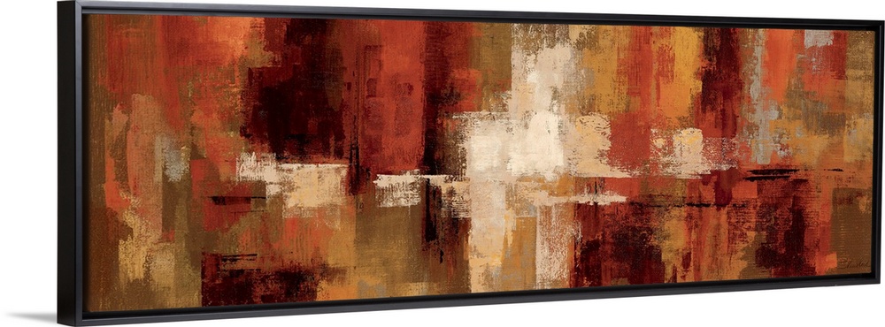 An abstract piece of art with brush strokes of earthy tones giving the painting depth.