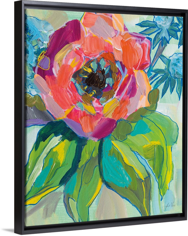 Abstracted bouquet of colorful florals.