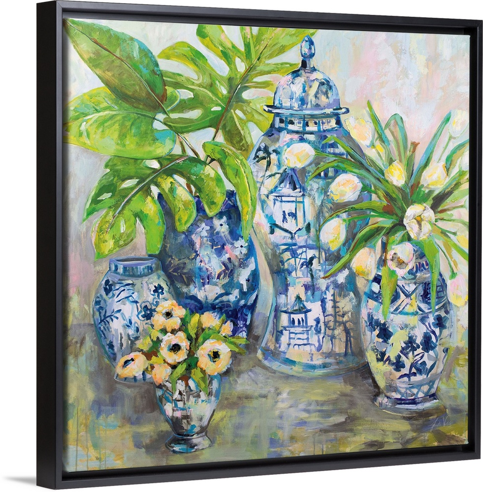 Abstracted bouquet of colorful florals.