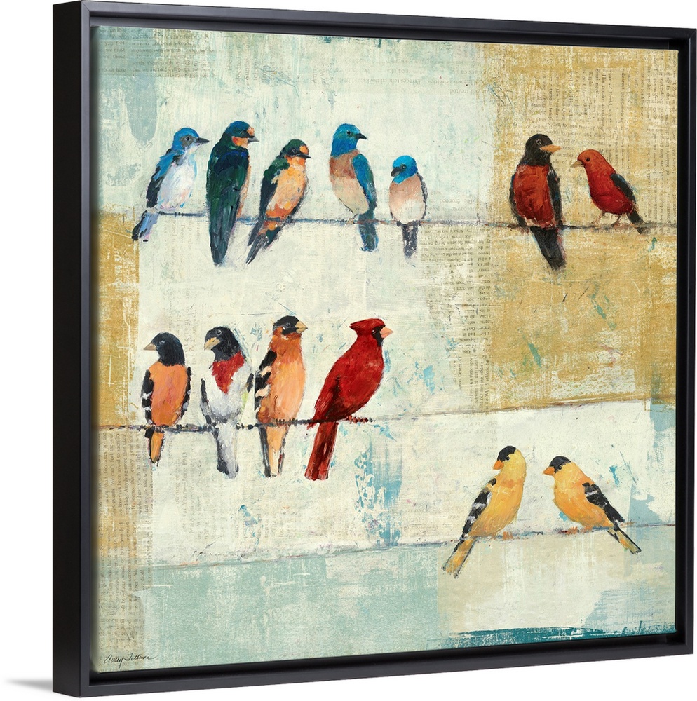 This decorative accent features  North American birds, Mountain Bluebirds, Eastern Bluebirds, Barn Swallows, Robin, Scarle...