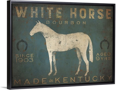 White Horse with Words Blue