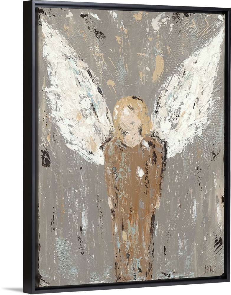 A very abstracted portrait of an angel in a long brown robe. Created in a very rustic style, this image would compliment a...