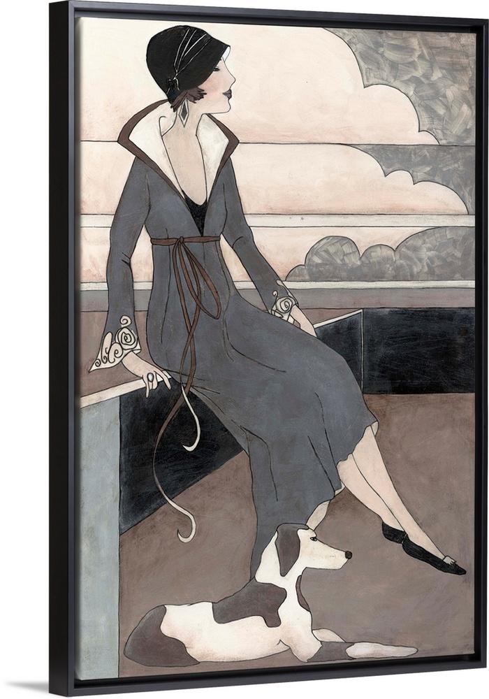 Art Deco Lady With Dog