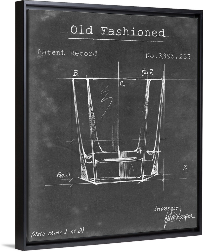 Blueprint style artwork of a cocktail recipe perfect for a kitchen or home bar.