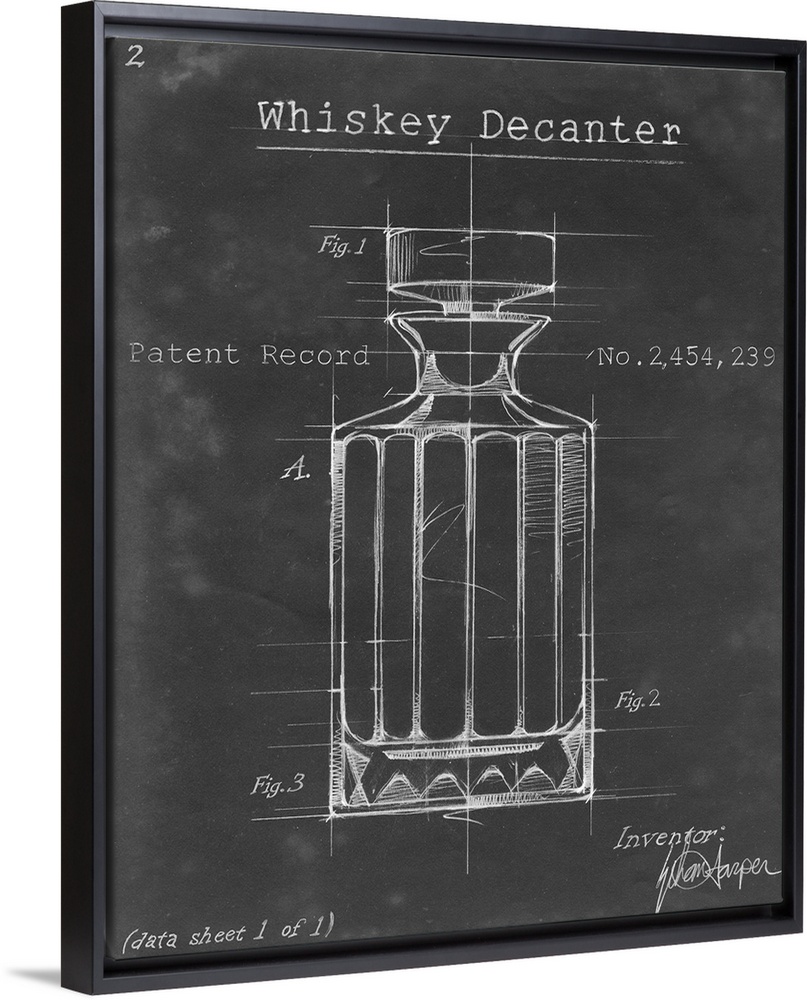 Blueprint style artwork of a cocktail recipe perfect for a kitchen or home bar.
