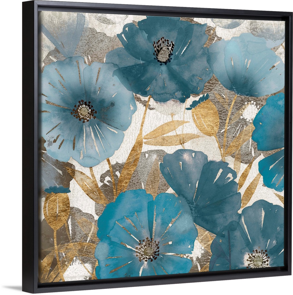 Blue and Gold Poppies I