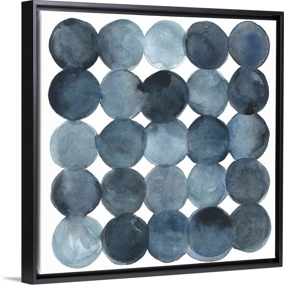 Dot-patterned abstract watercolor painting of blue-gray tones.