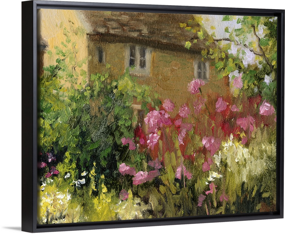 Contemporary painting of a countryside cottage scene.