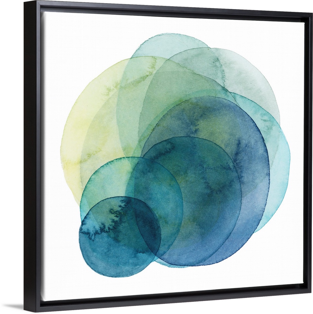 Inspired by the cosmos, these spinning watercolor circles resemble the orbit a planet takes in shades of blue, green and y...