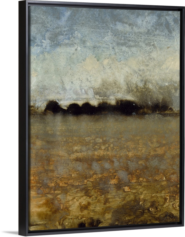 Contemporary abstract painting of what resembles an earthy toned landscape.