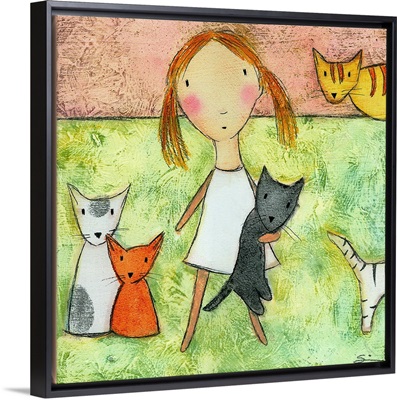 Girl with Cats