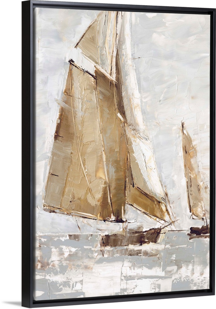 Yachting on the Boat Print on Canvas Floating Frame 