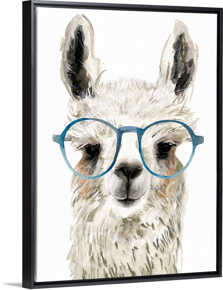 A cute and quirky piece of art never fails to raise a smile. This cheerful llama sporting large round glasses will add a t...