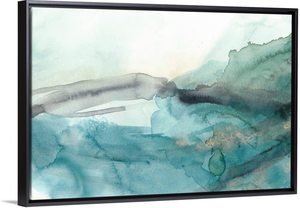 Pale blue watercolor abstract, reminiscent of flowing water.