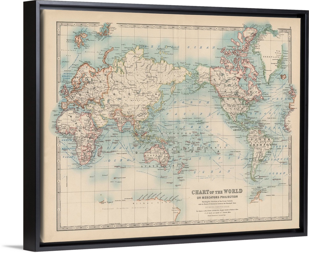 Vintage map of the world on Mercators Projection.