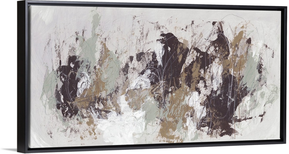 Contemporary abstract painting using earth tones and splash style application.
