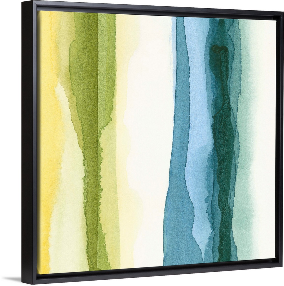 Contemporary wall art for the home or office this square wall art is made with vertical watercolor washes.