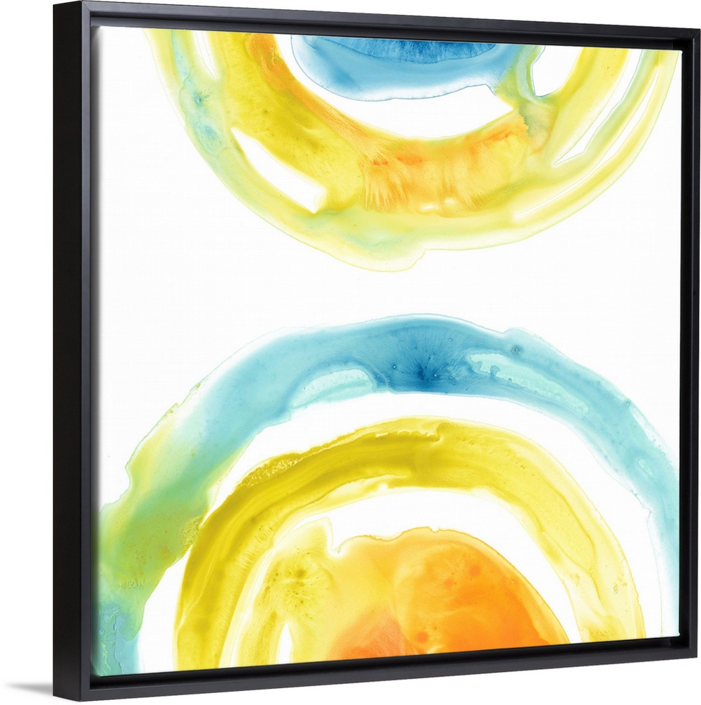 This abstract art illustrates the continuity of energy with vibrant colors in textured circular shapes.