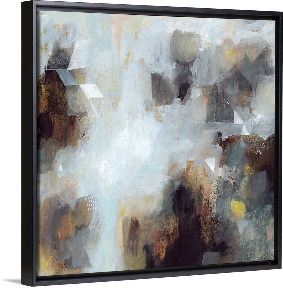 Contemporary abstract painting in contrasting dark and light hues.