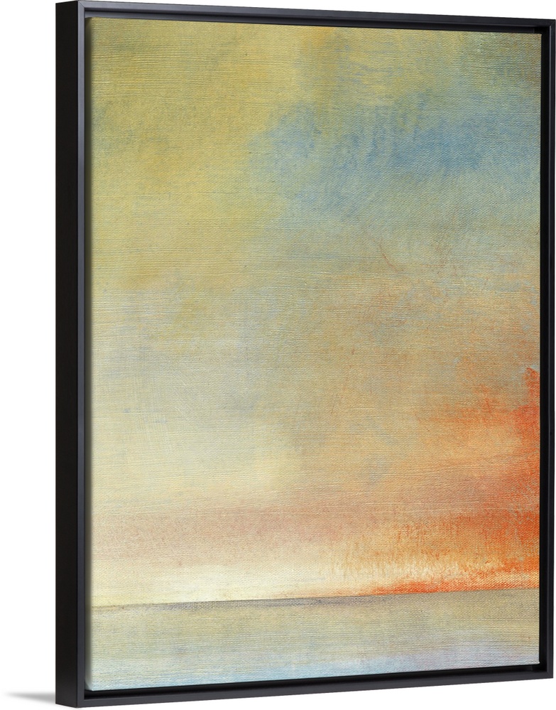 Abstract artwork with warmer colors and blue thrown in to contrast.