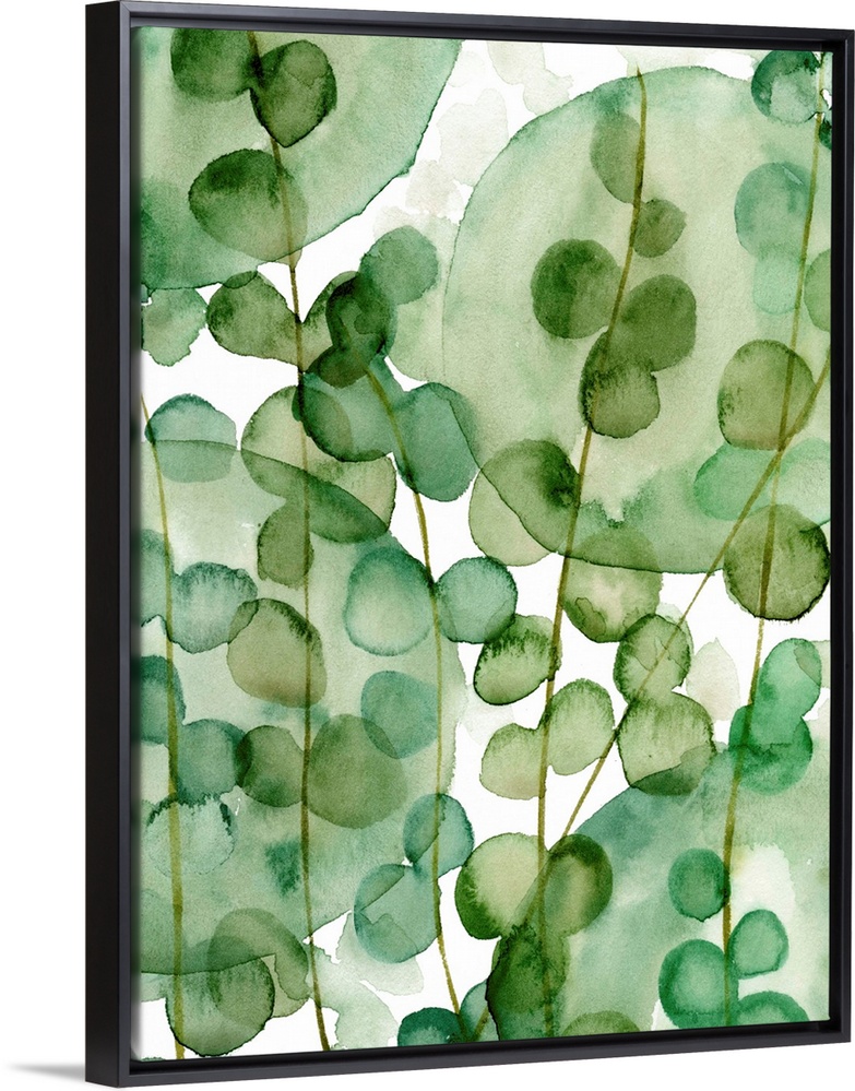 Abstract interpretation of tropical foliage made with shades of green.