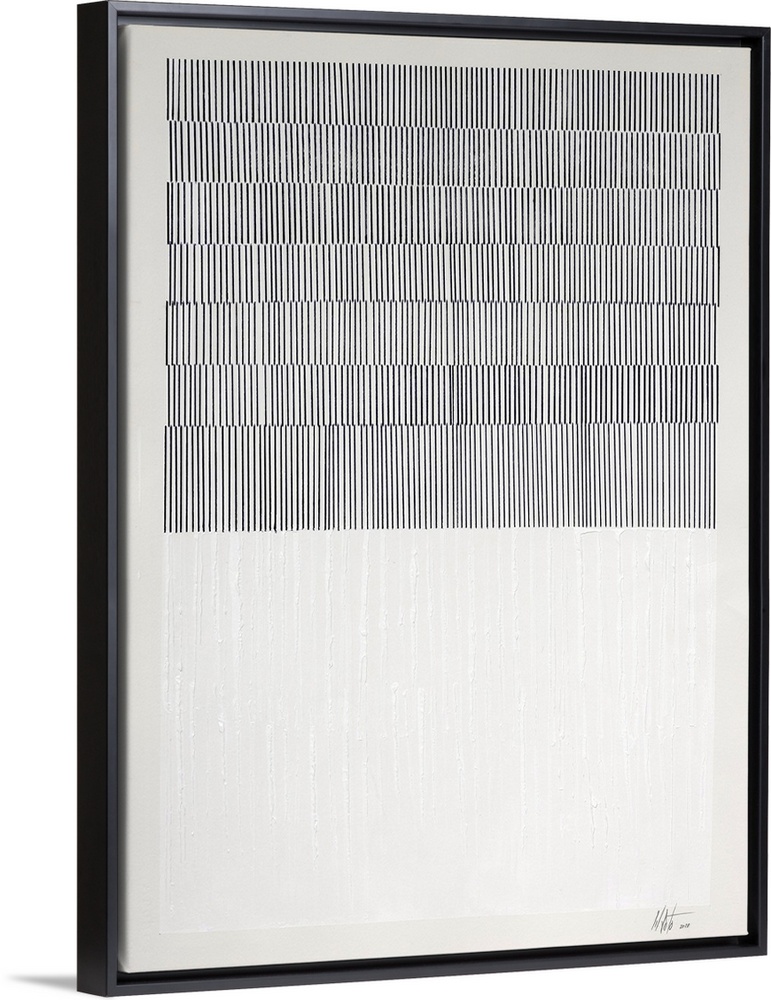 Abstract expression painting in which geometric color and lines invade the space in contrast with different elements: ligh...