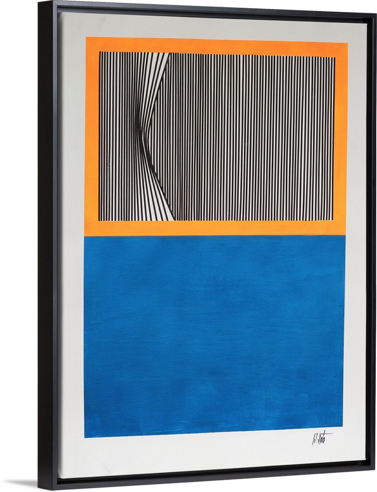 Abstract expression painting in which geometric color and lines invade the space in contrast with different elements: ligh...