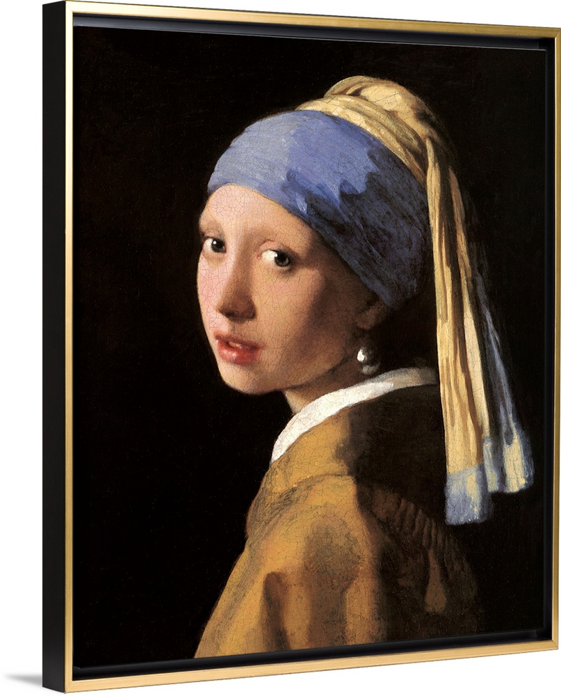 Classic artwork of a girl that has her head slightly turned to the side so you can only see the left side of her face and ...