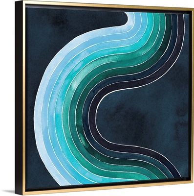 Mid Century Current I printed as a Stretched Canvas, Gold Floating Frame