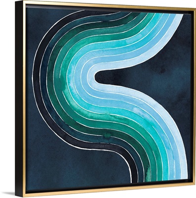 Mid Century Current II printed as a Stretched Canvas, Gold Floating Frame