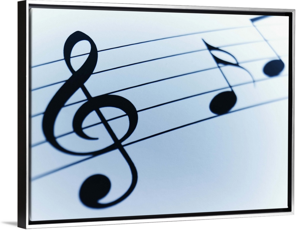 Music Sheet Detail with Bar and Treble Clef and Musical Notes